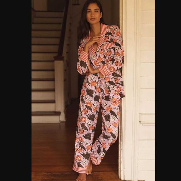 New L Printfresh x Anthropologie Sleepy Hollow long-sleeve Halloween pajama set - Picture 1 of 11